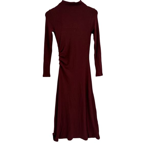 OGL Dress Size S NEW ProWarm Long Sleeves Mockneck Tucks Midi Dress Ruby Red - Picture 4 of 11